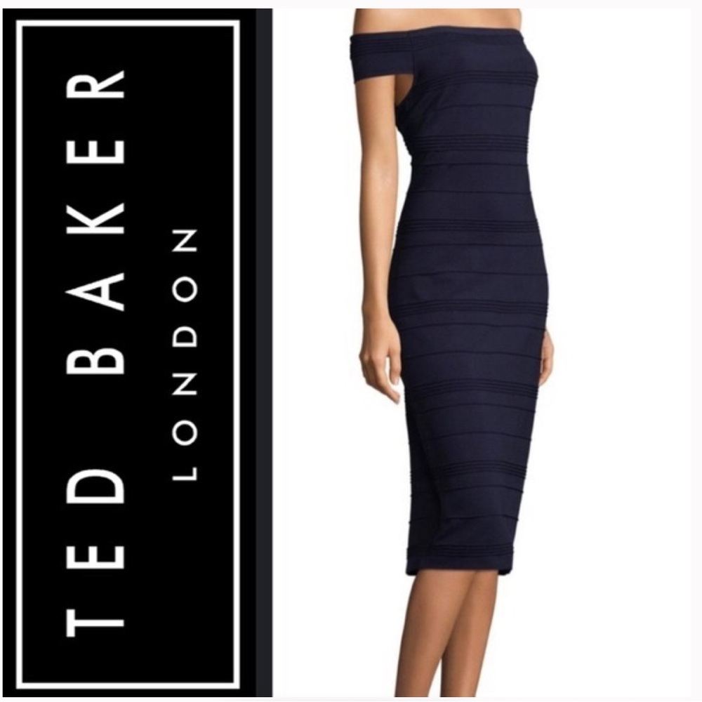 Ted Baker Navy Inan Bardot Body-Con Dress
